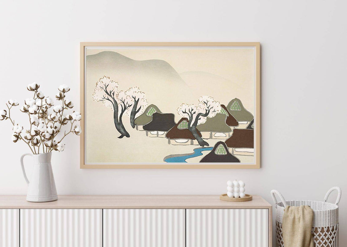 Kamisaka Sekka - Village with cherry blossoms from Momoyogusa