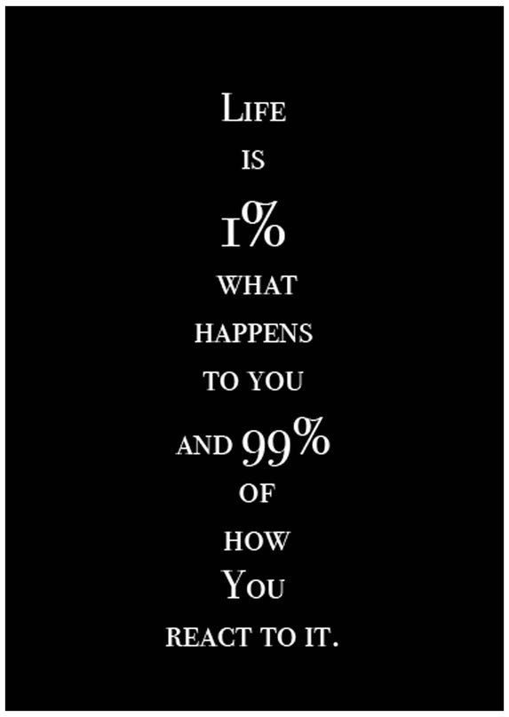 Life Is 1% What Happens To You And 99% Of How You React To It Poster