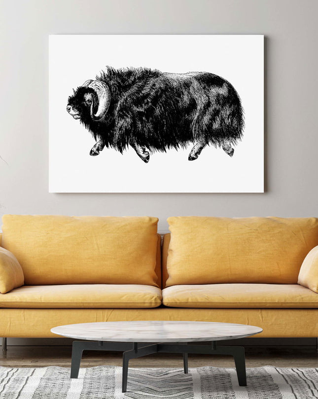 Line Art Bison Poster