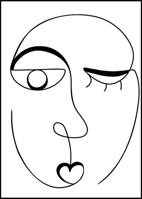 Line Art Woman Face No 2 Poster