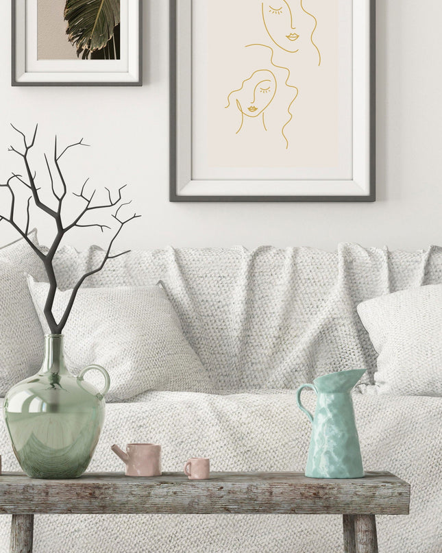 Line Art Women Faces Poster