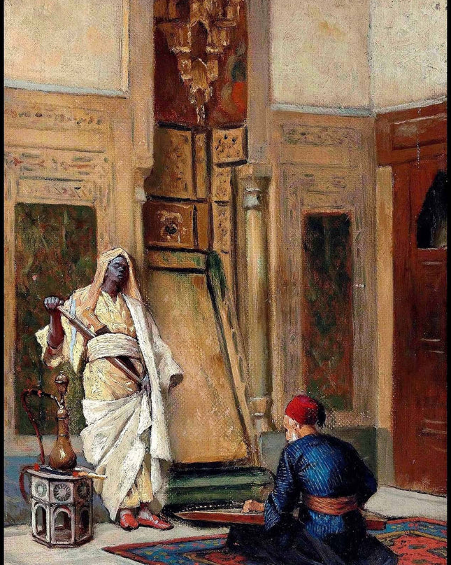 Ludwig Deutsch - A musician and a Guardsman in an Oriental Interior