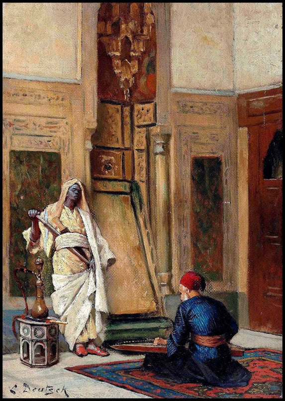 Ludwig Deutsch - A musician and a Guardsman in an Oriental Interior