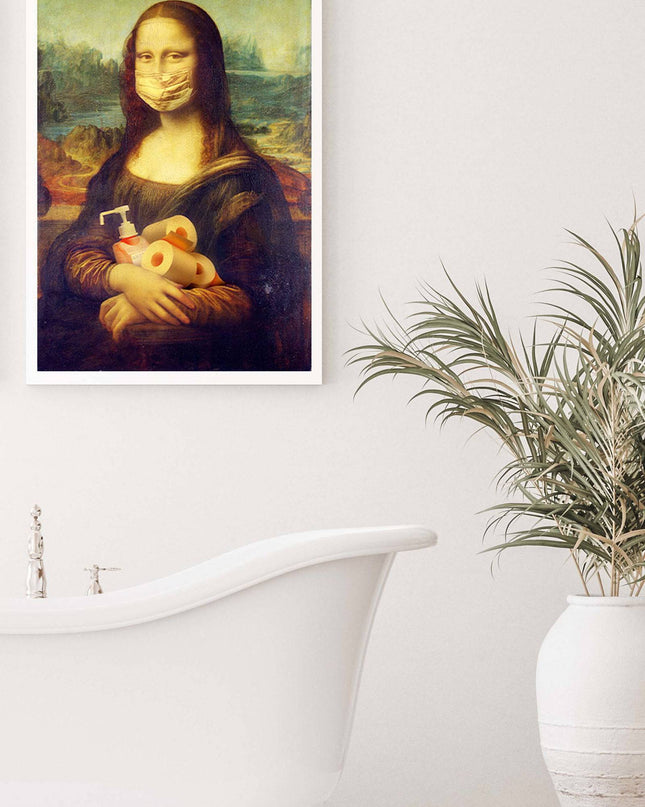 Mona Lisa Wearing A Mask Poster