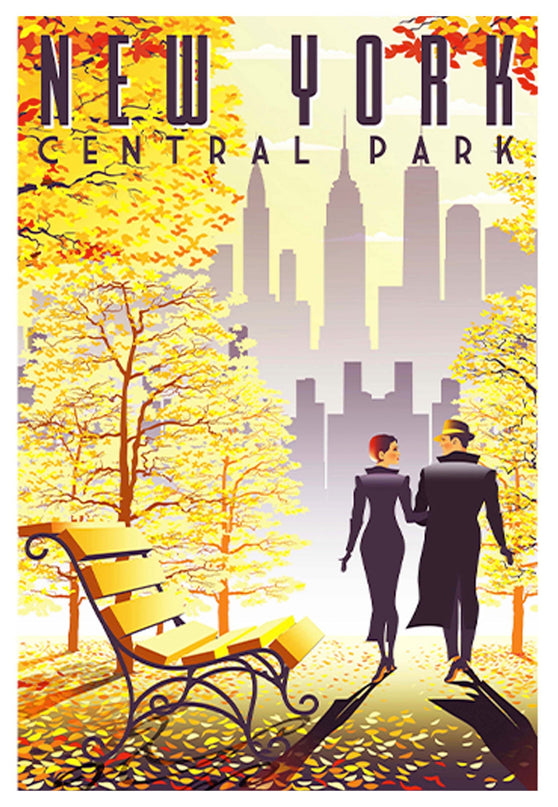 New York City Fall Romance Poster