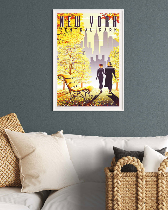 New York City Fall Romance Poster