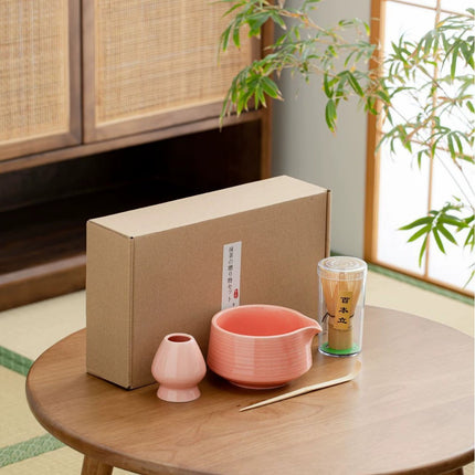 Tea Whisk Matcha Brush Hundred Benli Tea Whisk Li Combination Tea Ware Tools 4pcs Pink Tea Bowl With Mouth