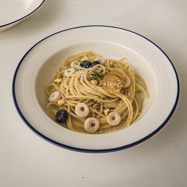 Simple Straw Hat Bowl Ceramic Pasta Salad Dish