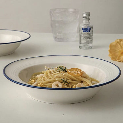 Simple Straw Hat Bowl Ceramic Pasta Salad Dish