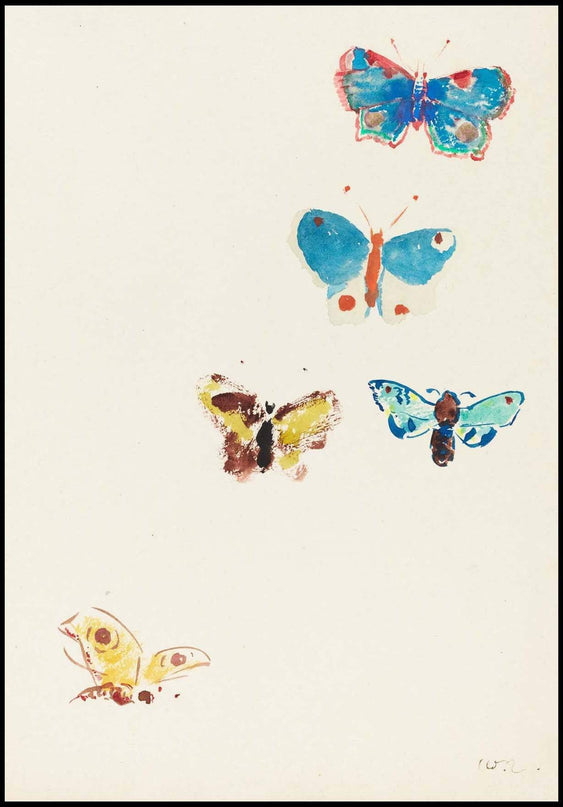 Odilon Redon - Five Butterflies