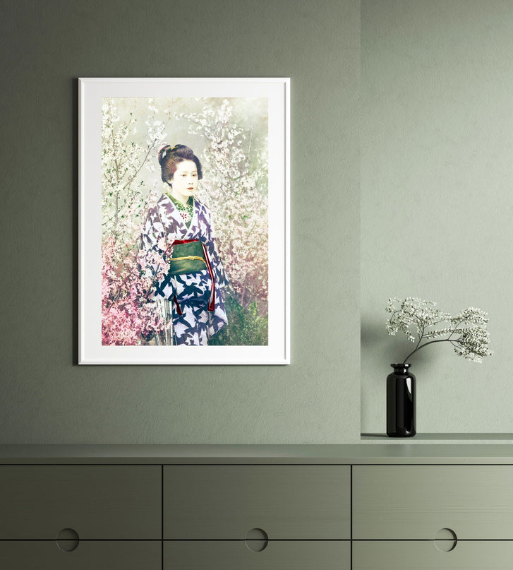 Ogawa Kazumasa - Geisha and Cherry Blossom