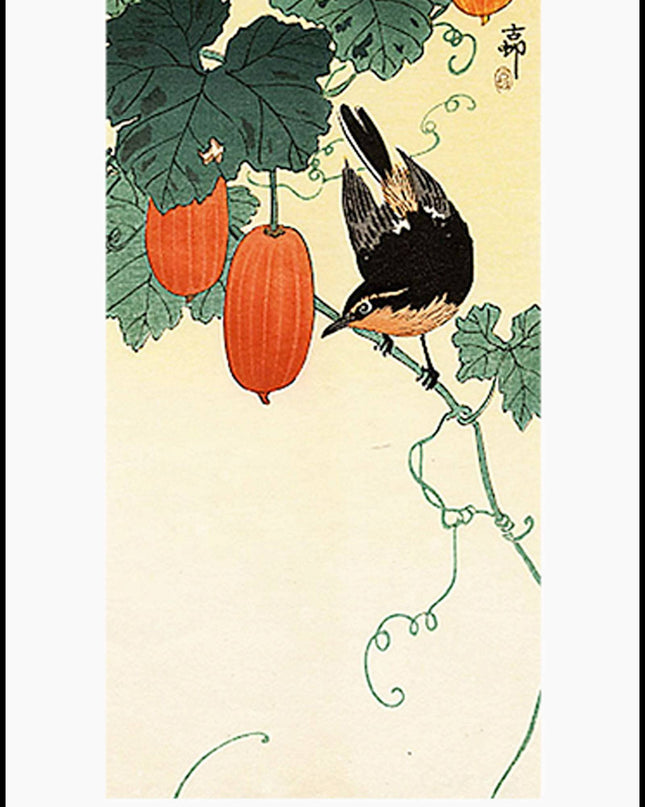 Ohara Koson - A Flycatcher with Cucumber Bush Poster
