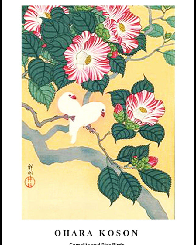 Ohara Koson - Camellia and Rice Birds Poster