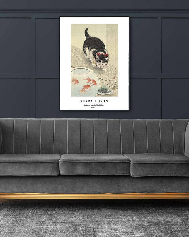 Ohara Koson - Cat and Bowl of Goldfish Poster