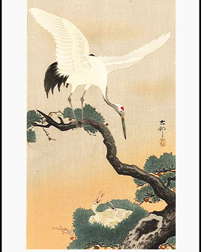 Ohara Koson - Crane Over his Nest Poster