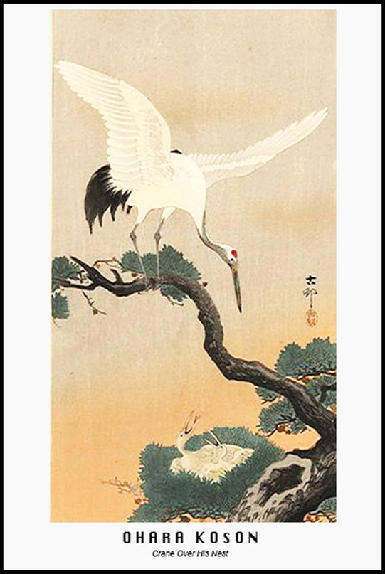 Ohara Koson - Crane Over his Nest Poster