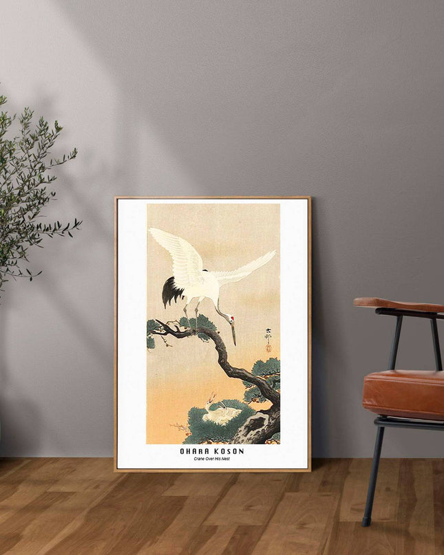 Ohara Koson - Crane Over his Nest Poster