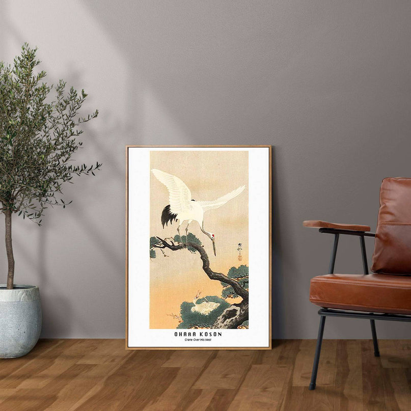 Ohara Koson - Crane Over his Nest Poster