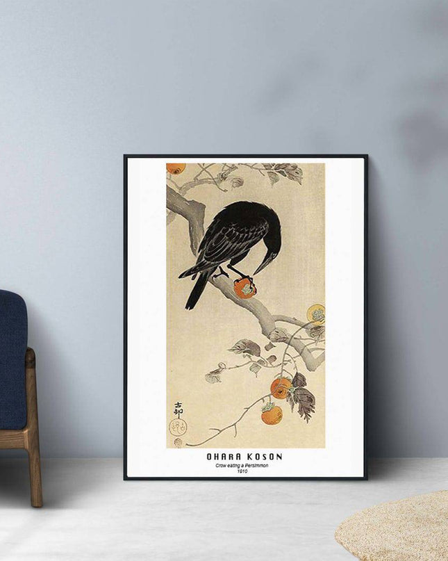 Ohara Koson - Crow eating a Persimmon Poster