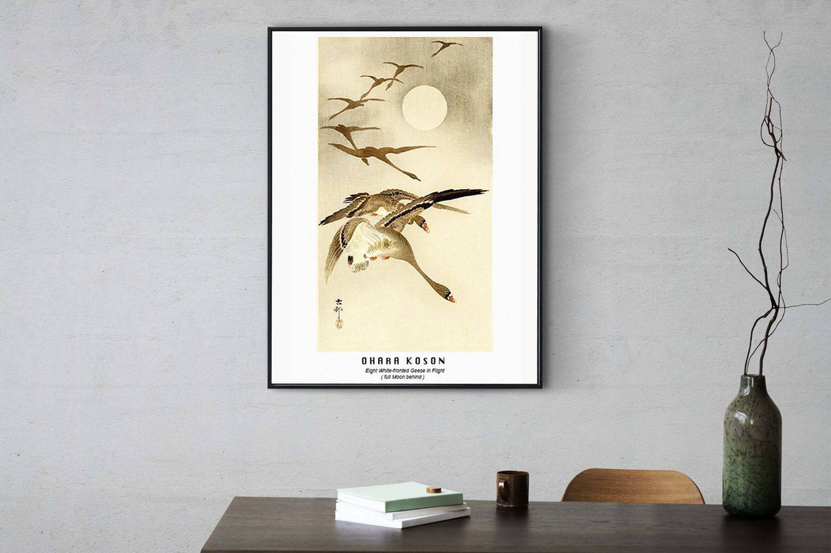 Ohara Koson - Eight-White Fronted Geese in Flight Poster