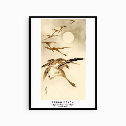 Ohara Koson - Eight-White Fronted Geese in Flight Poster