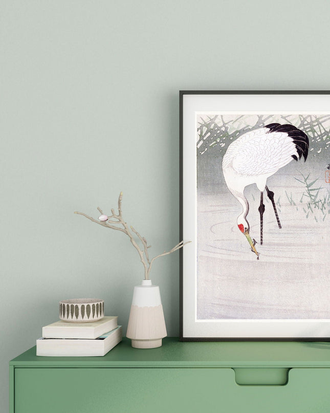 Ohara Koson - Fishing Crane in Shallow Water