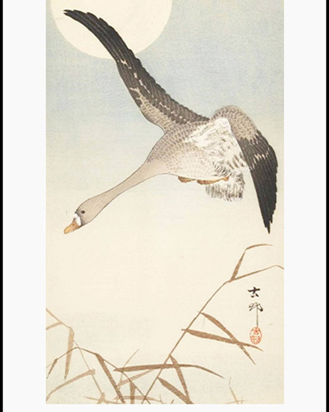 Ohara Koson - Goose Flying in Moonlight Poster