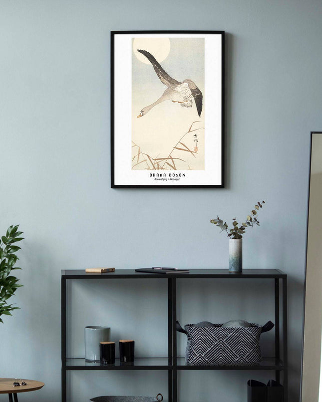 Ohara Koson - Goose Flying in Moonlight Poster