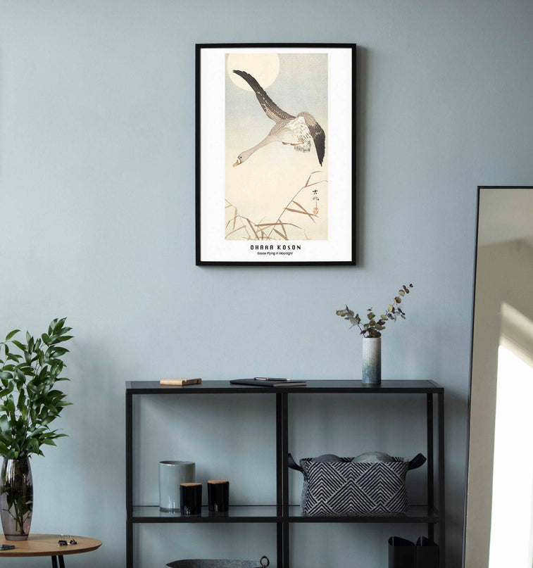 Ohara Koson - Goose Flying in Moonlight Poster