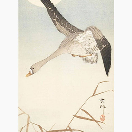 Ohara Koson - Goose Flying in Moonlight Poster