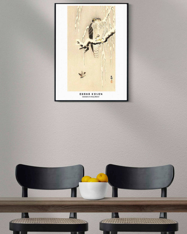 Ohara Koson - Goshawk on Snowy Branch Poster