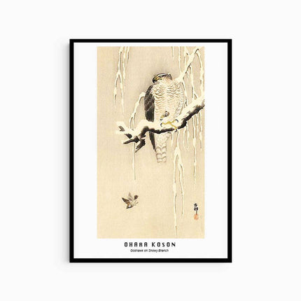 Ohara Koson - Goshawk on Snowy Branch Poster
