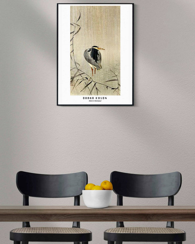 Ohara Koson - Heron in Downpour Poster
