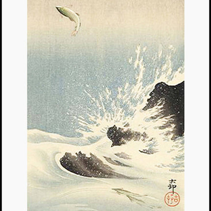 Ohara Koson - Leaping Salmon Poster