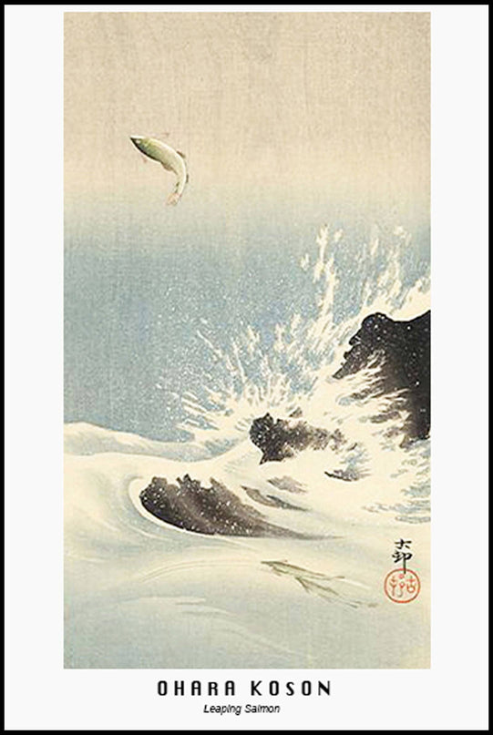 Ohara Koson - Leaping Salmon Poster