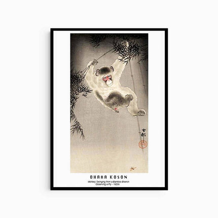 Ohara Koson - Monkey Swinging from a Bamboo Branch Poster