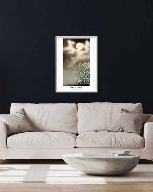 Ohara Koson - Moon and Blue Flowers Poster