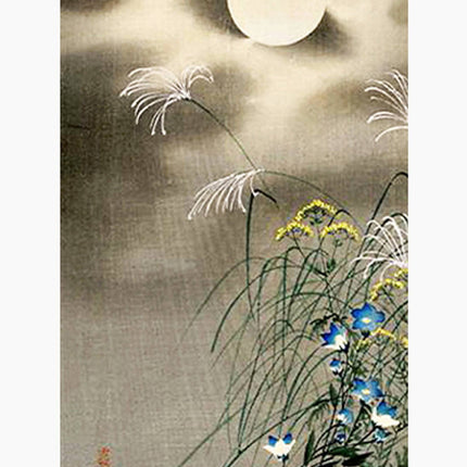 Ohara Koson - Moon and Blue Flowers Poster