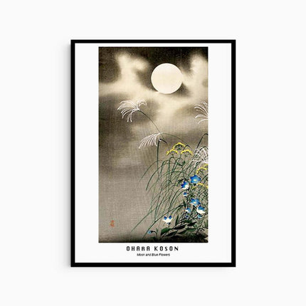 Ohara Koson - Moon and Blue Flowers Poster