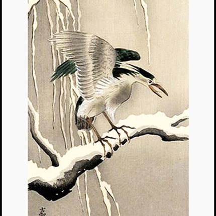 Ohara Koson - Night Heron on a Snowy Branch Poster