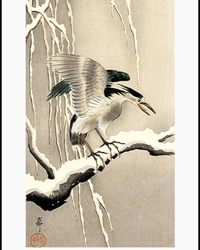 Ohara Koson - Night Heron on a Snowy Branch Poster