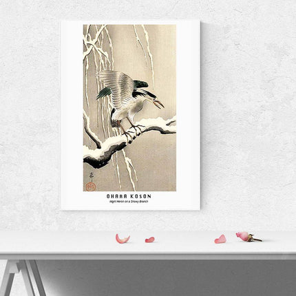Ohara Koson - Night Heron on a Snowy Branch Poster