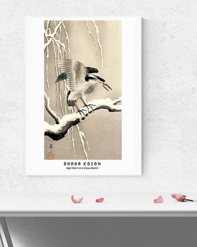 Ohara Koson - Night Heron on a Snowy Branch Poster