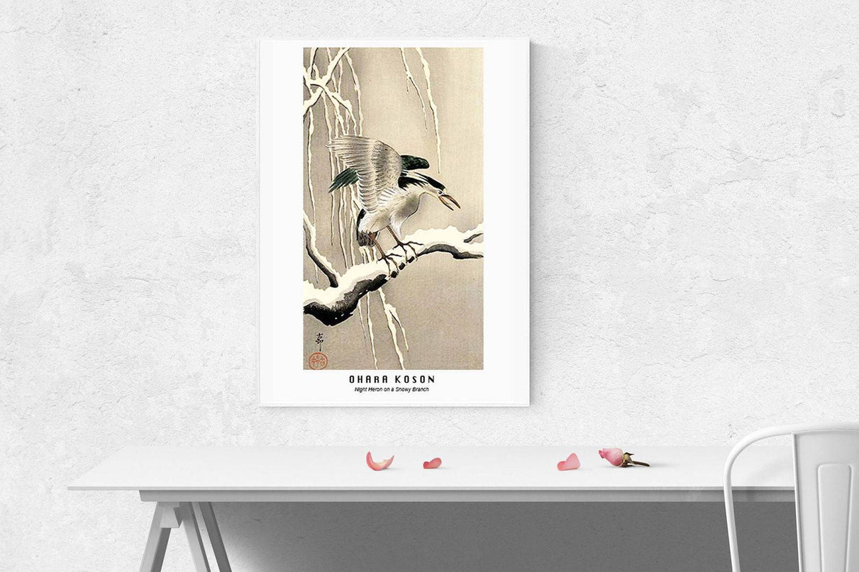 Ohara Koson - Night Heron on a Snowy Branch Poster