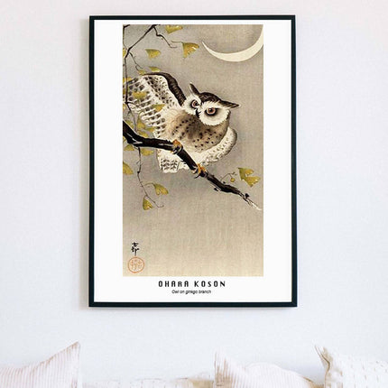 Ohara Koson - Owl on gingko branch Poster