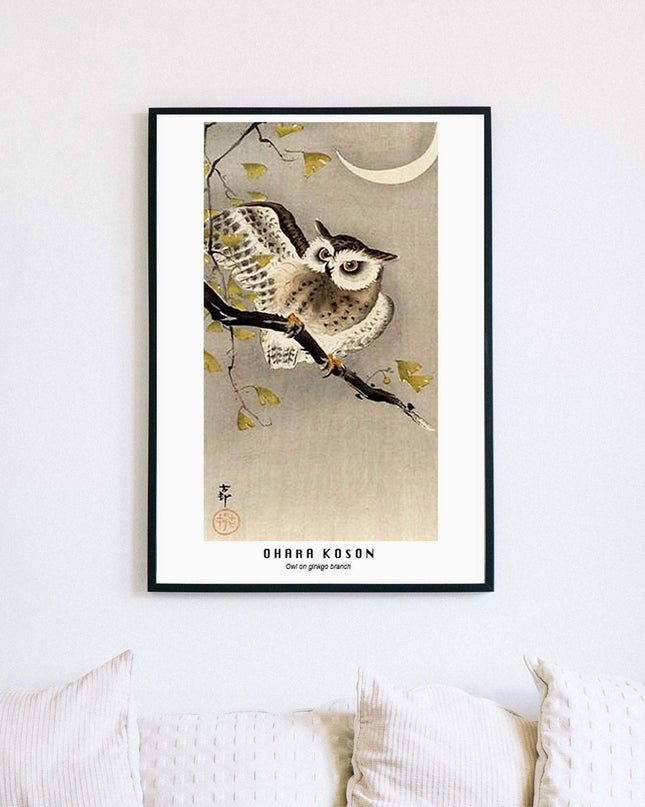Ohara Koson - Owl on gingko branch Poster