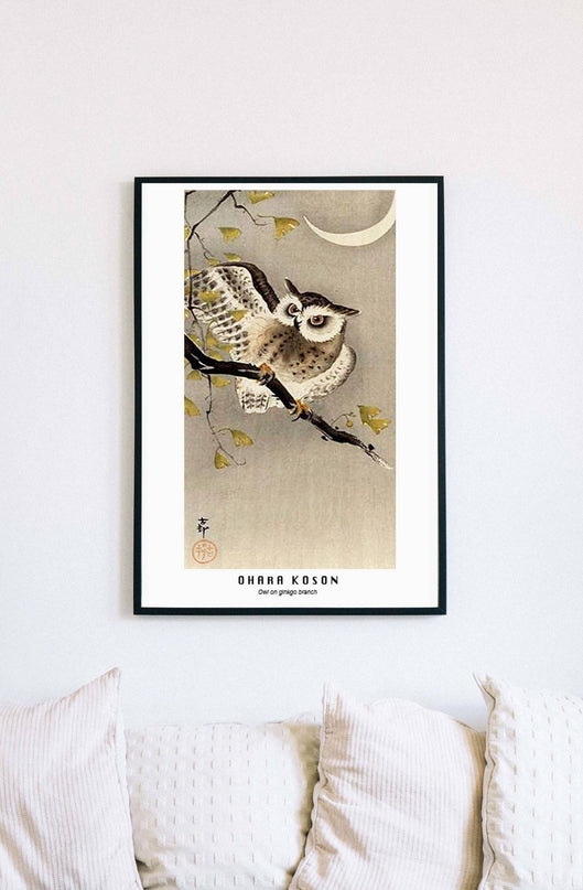 Ohara Koson - Owl on gingko branch Poster