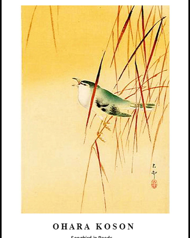 Ohara Koson - Songbird in Reeds Poster