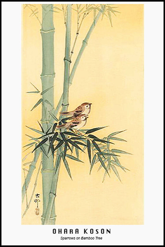 Ohara Koson - Sparrows on Bamboo Tree Poster