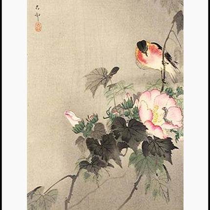 Ohara Koson - Stonechat on Blossoming Flower Poster